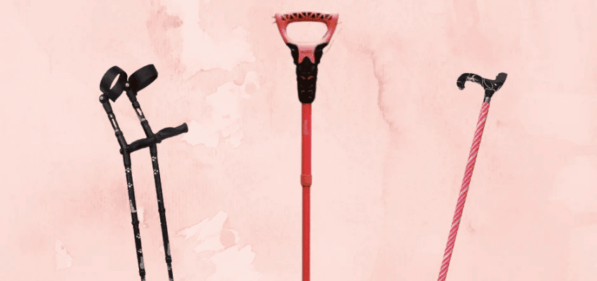 Three stylish walking sticks and crutches by Glamsticks, Purpl discounts for disabilities and long term health conditions, mobility discounts and offers.