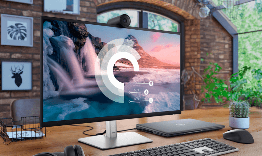 Dell monitor on desk with webcam, Purpl discounts for disabilities and long term health conditions, mobility discounts and offers.