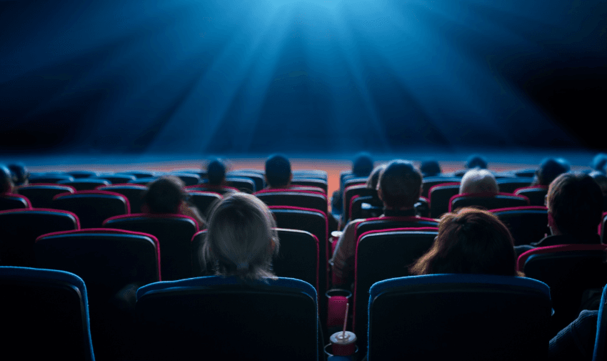 People seated in a Showcase cinema auditorium watching a film together with bright stage lighting highlighting the screen – great visual for disabled cinema tickets UK and accessible film experiences.