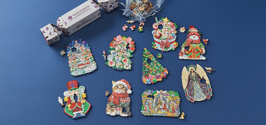 Wentworth puzzles Christmas collection promo image Purpl disabled discounts members save on jigsaw gifts and festive games