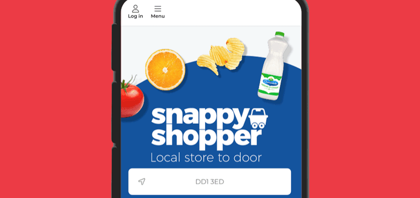 Snappy Shopper app screen with groceries, Purpl discounts for disabilities and long term health conditions, shopping discounts for disabled people.