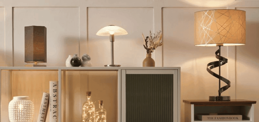 Modern lamps on sideboard, Litecraft Purpl discounts for disabilities and long term health conditions, mobility discounts and offers.