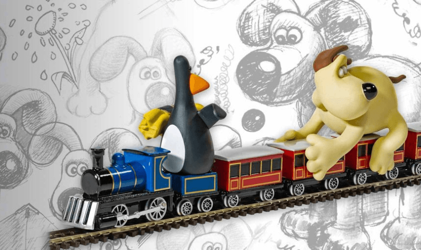 Gromit and Feathers McGraw on model train, Corgi UK, Purpl discounts for disabilities and long term health conditions, shopping discounts for disabled people.