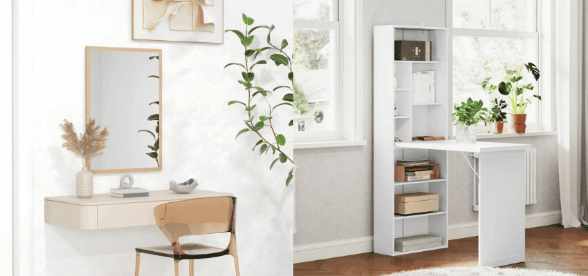 Compact white desk and shelving unit, Aosom, Purpl discounts for disabilities and long term health conditions, mobility discounts and offers.