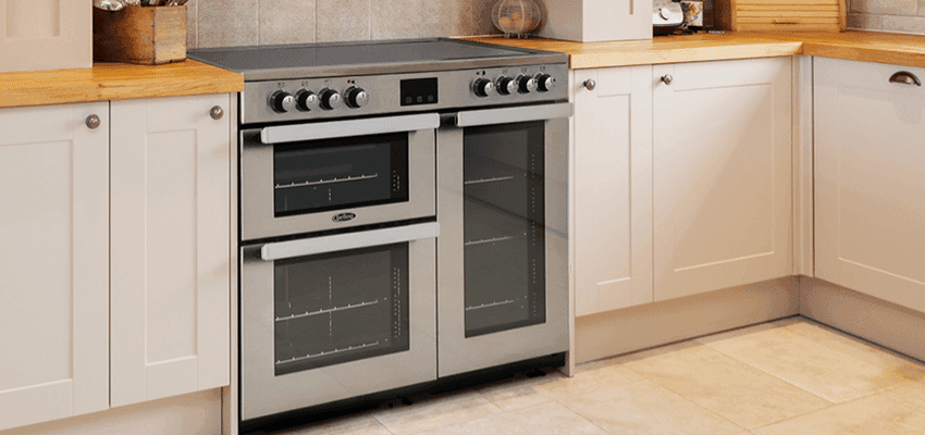 Stainless steel range cooker in modern kitchen, Marks Electrical Purpl discounts for disabilities and long term health conditions, mobility discounts and offers.