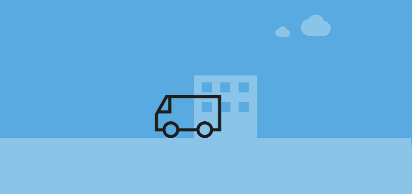 Confused van insurance illustration showing a delivery van in a city setting, insurance discounts for disabled people and long term health conditions.