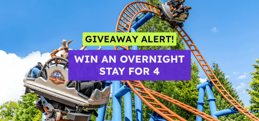 Rollercoaster giveaway banner at Alton Towers, Purpl discounts for disabilities and long term health conditions, disabled travel discounts UK.