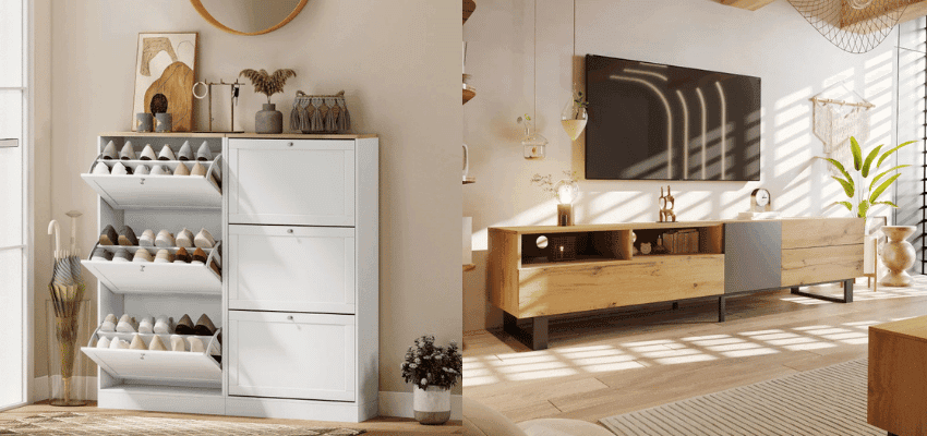 Modern shoe cabinet and TV unit, Aosom Purpl discounts for disabilities and long term health conditions, mobility discounts and offers.