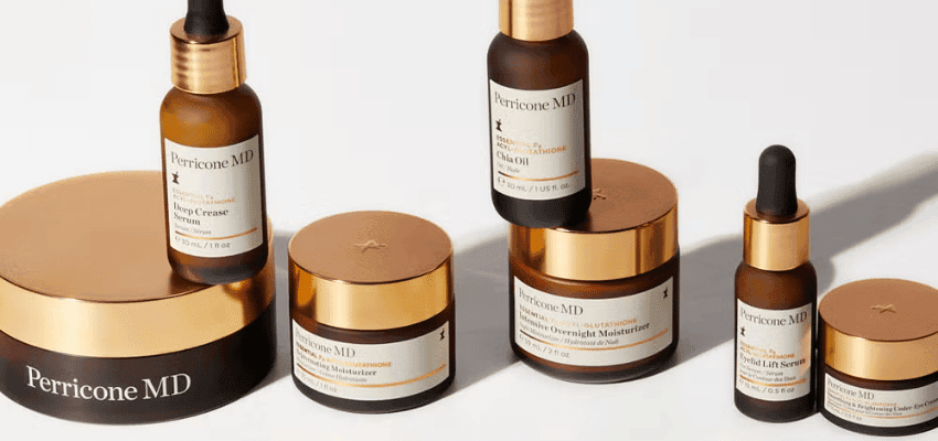 Perricone MD skincare bottles and jars on display, Purpl discounts for disabilities and long term health conditions, mobility discounts and offers.