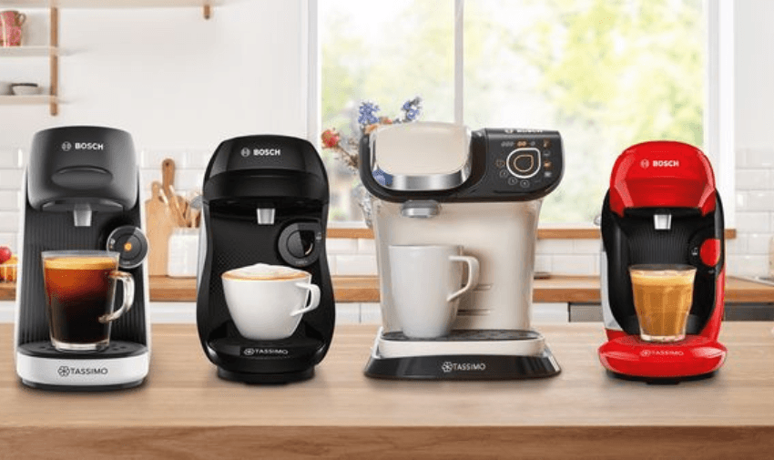 Four Tassimo coffee machines on kitchen counter, Purpl discounts for disabilities and long term health conditions, mobility discounts and offers.