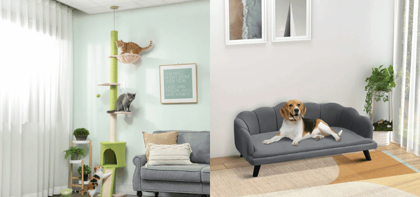Cat tree and dog sofa set, Aosom, Purpl discounts for disabilities and long term health conditions, shopping discounts for disabled people.