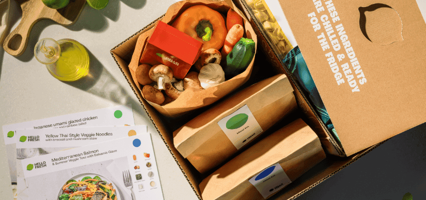 HelloFresh meal kit box with fresh veg, Purpl discounts for disabilities and long term health conditions, shopping discounts for disabled people.