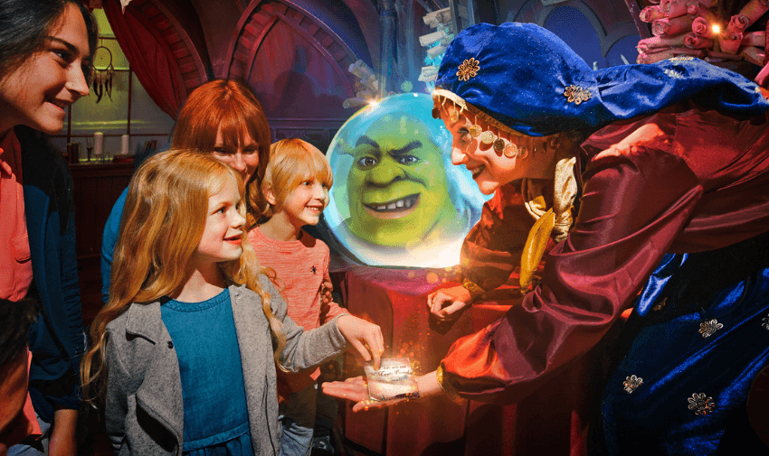 Shrek’s Adventure! London with kids enjoying the interactive fairy tale experience. Ideal for accessible family days out and inclusive attractions for disabled children with companion ticket support.