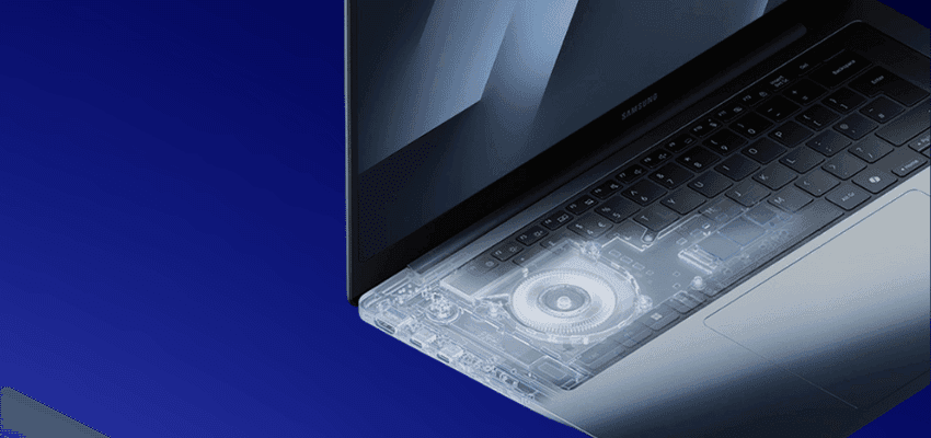 Samsung laptop close-up with transparent cooling layer, Purpl discounts for disabilities and long term health conditions, shopping discounts for disabled people.