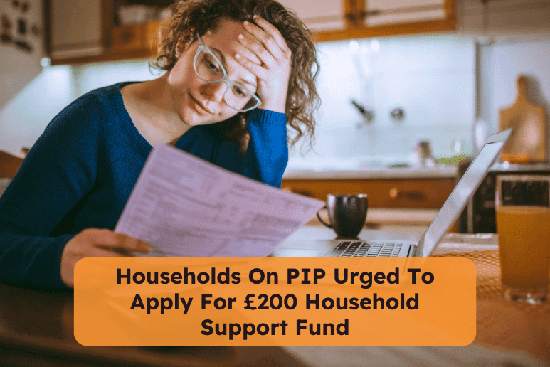 Person checking household bills at home, representing cost of living support and Household Support Fund help for people on PIP and disability benefits in the UK