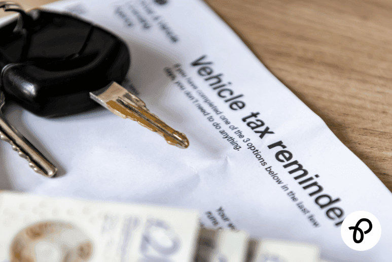 Vehicle tax reminder letter with car keys showing car tax reduction for people with disabilities receiving PIP mobility support in the UK through Purpl discounts.